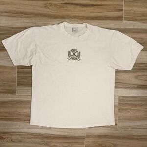 St John Sport Vintage Crest Logo White Combed Cotton T-Shirt Made in USA Large